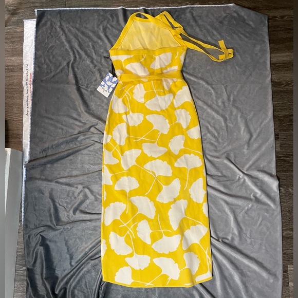 🌼 NWT 🌼 DVF Diane Von Furstenberg x Target Yellow Halter Tie-Neck Ginkgo Dress - Picture 9 of 11
